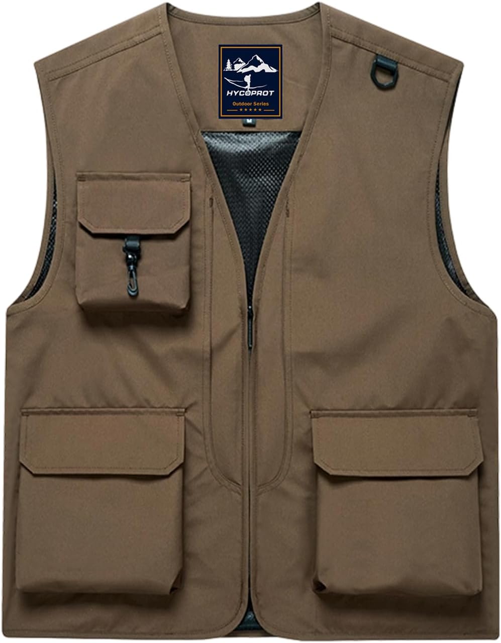 HYCOPROT Men's Outdoor Fishing Vest, Lightweight Waterproof Sleeveless Utility Cargo Jacket for Hiking Hunting