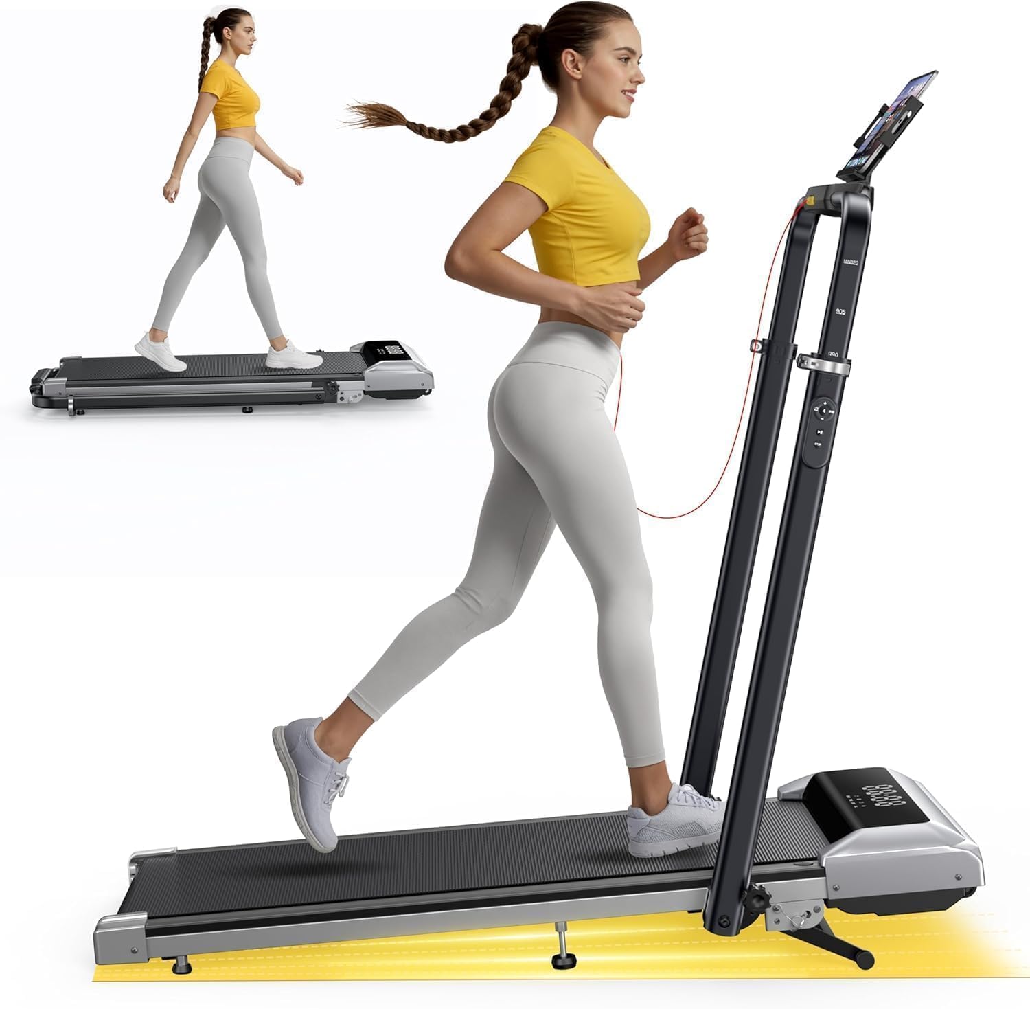 TOPUTURE Walking Pad Treadmill with 12% Incline and adjustable handlebars