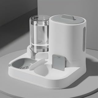 Automatic Cat Feeder and Water Dispenser, 2-in-1 Gravity Food Bowl Station
