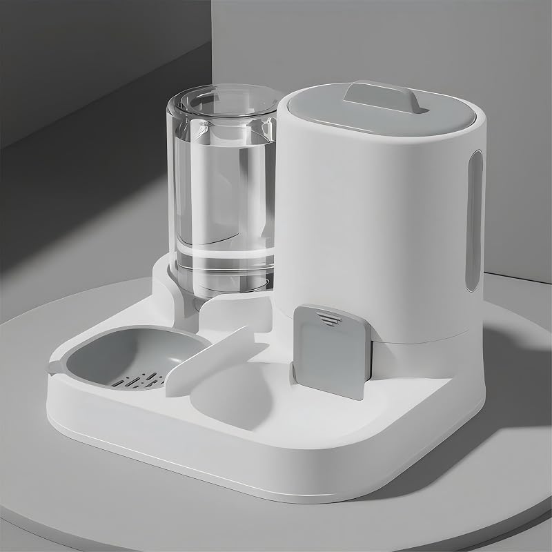 Comedouro Automático com Bebedouro por Gravidade NASTELLA PET01 em Aço Inoxidável, 2 em 1, 2,4 L