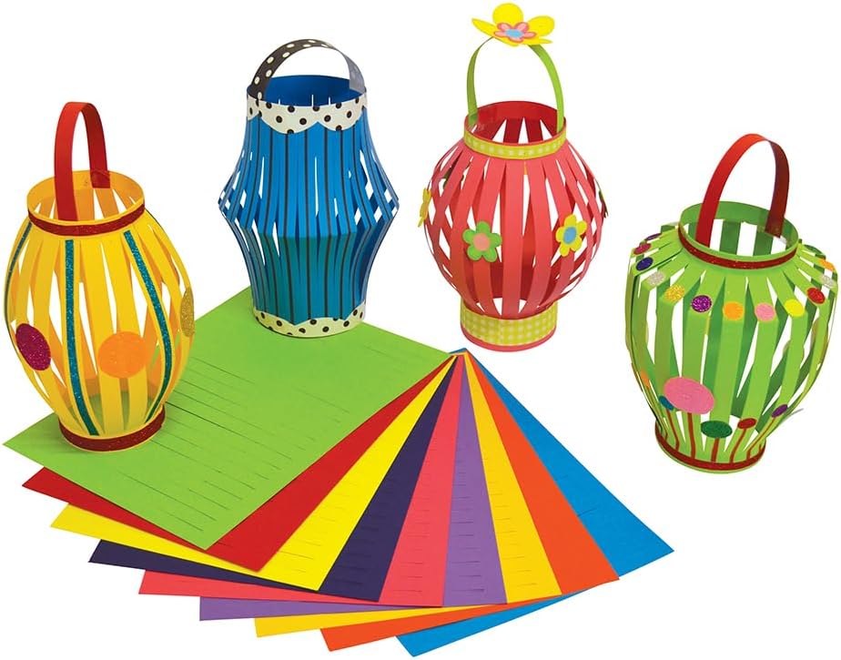 Springboard Diwali Lanterns Craft Activity Pack - Make Your Own 3D Diwali Decorations - DIY Arts and Crafts for Kids - Early Years Resources - 30-Pack - 22 x 32 cm - Assorted Colours