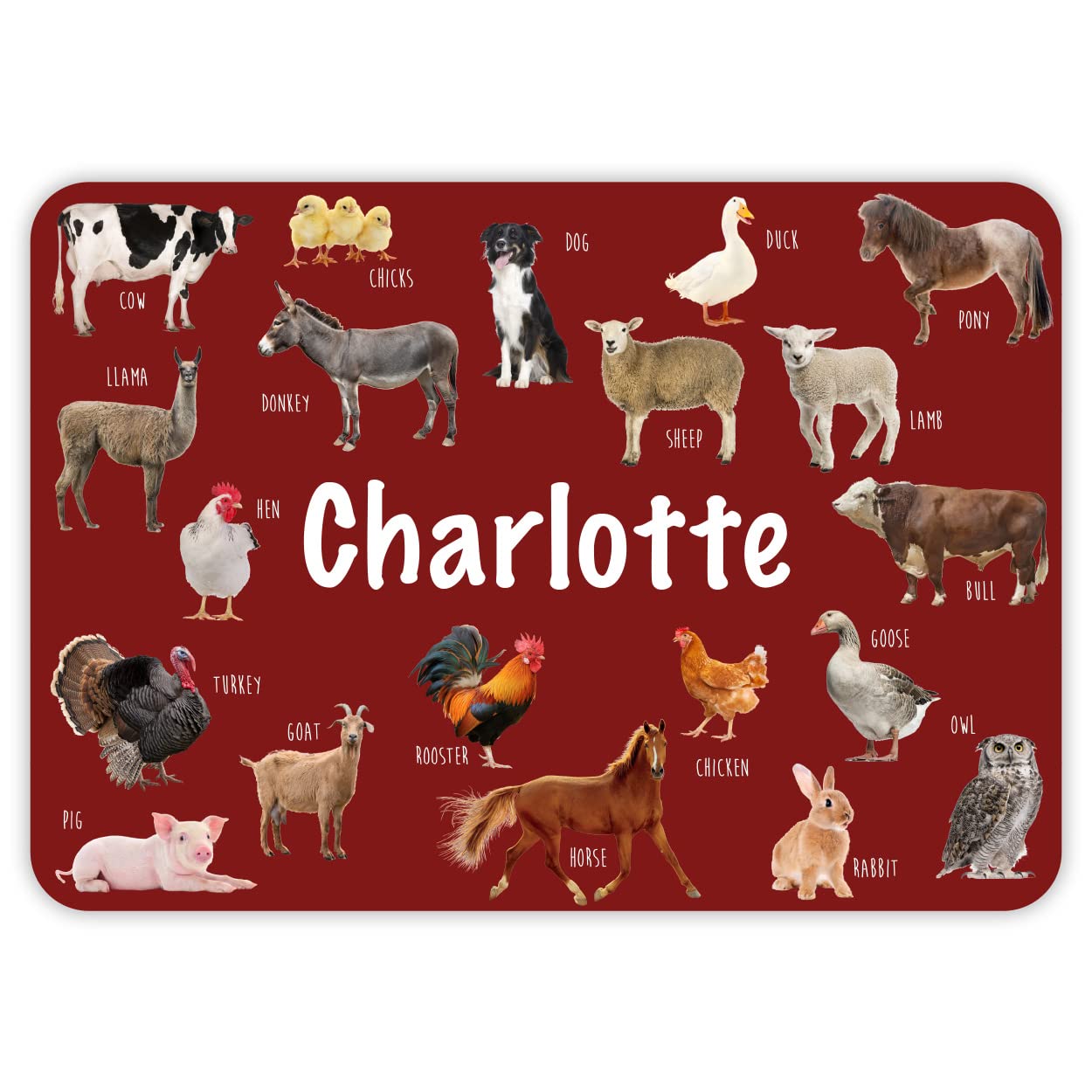 Paper Themes Farm Animals Personalised Placemat For Kids (Farm Animals)