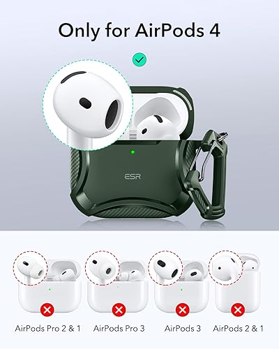Miniatura 2 de ESR Funda para AirPods 4, compatible con AirPods de 4 generación (2024), compatible con MagSafe, potente protección contra caídas, tapa magnética,