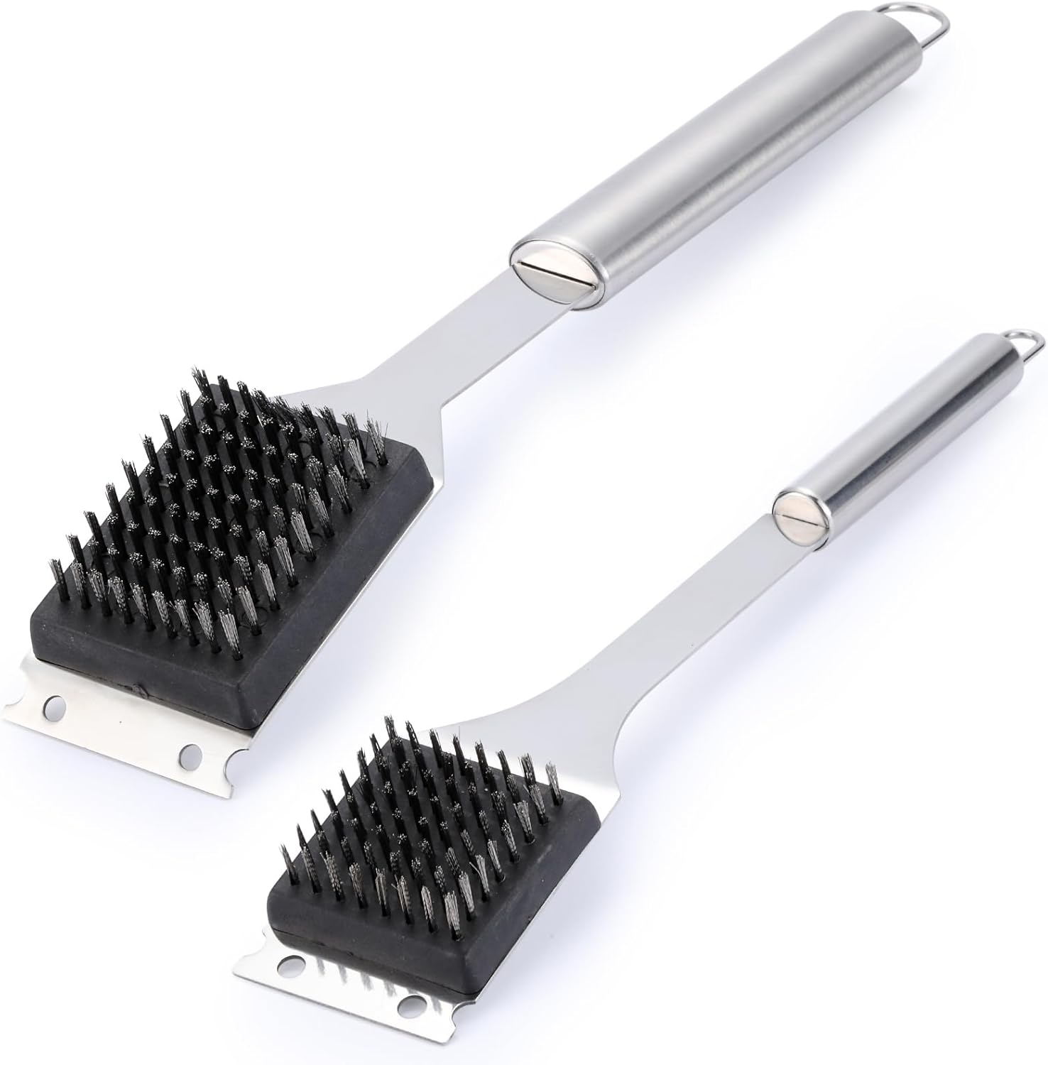Edgnb 2 Pack Grill Brush & Scraper - 16.5" & 14" Stainless Steel BBQ Grill Brushes, Safe Wire Cleaner for Outdoor Grills, Ideal Dad Gift