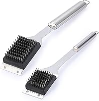 Edgnb 2 Pack Grill Brush & Scraper - 16.5" & 14" 304 Stainless Steel BBQ Brushes, Safe Durable Grill Cleaner for Outdoor Grills, Ideal Dad Gift