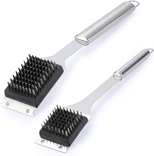 Edgnb 2 Pack Grill Brush & Scraper - 16.5" & 14" Stainless Steel BBQ Grill Brushes, Safe Wire Cleaner for Outdoor Grills, Ideal Dad Gift
