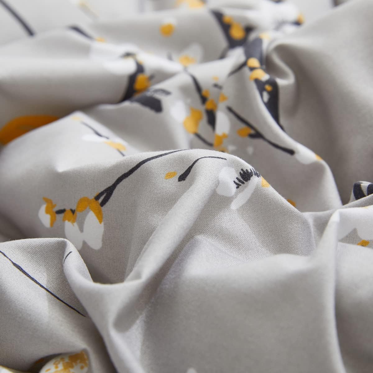 Gray Comforter Set 3 Pieces Queen Size Tree Branch Tan White Bloom Flower Microfiber Reversible Soft All Season Bedding 88x88 Floral Comforter Set : Home & Kitchen