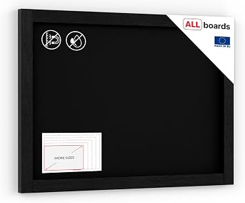 ALLboards Chalkboard with Black Varnished Wooden Frame 70x50cm, Chalk Writing Board, Blackboard
