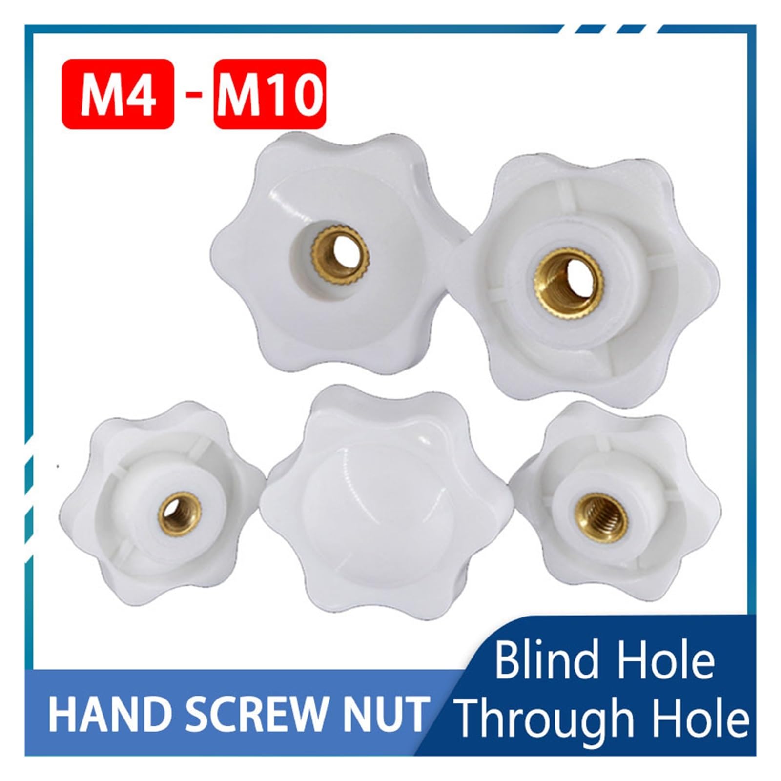 M4 M5 M6 M8 M10 Manopola di serraggio Maniglia Dadi Prugna bianca Bachelite Stringere a mano Filo Stella Nero Manuale Pollice Serraggio Attraverso dadi ( Color : Through hole , Size : M8X32MM(5PCS) )
