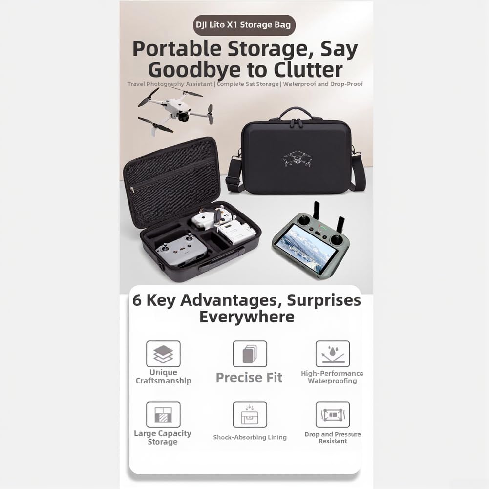 Custodia Protettiva 35x24cm per DJI Lito X11 | Guscio EVA, assorbimento urti, protegge da , forma su misura, sicurezza massima