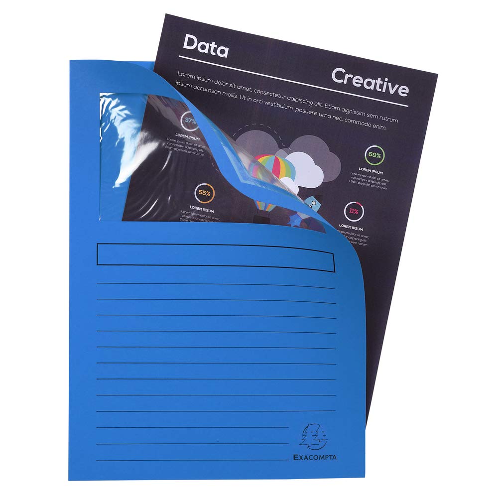Exacompta - Réf. 50100E - Paquet de 100 chemises à fenêtre sans plastique Forever® 120 g/m² - couleurs vives - 100% recyclées et certifiées Ange Bleu - dimensions 22x31cm pour A4-10 couleurs assorties
