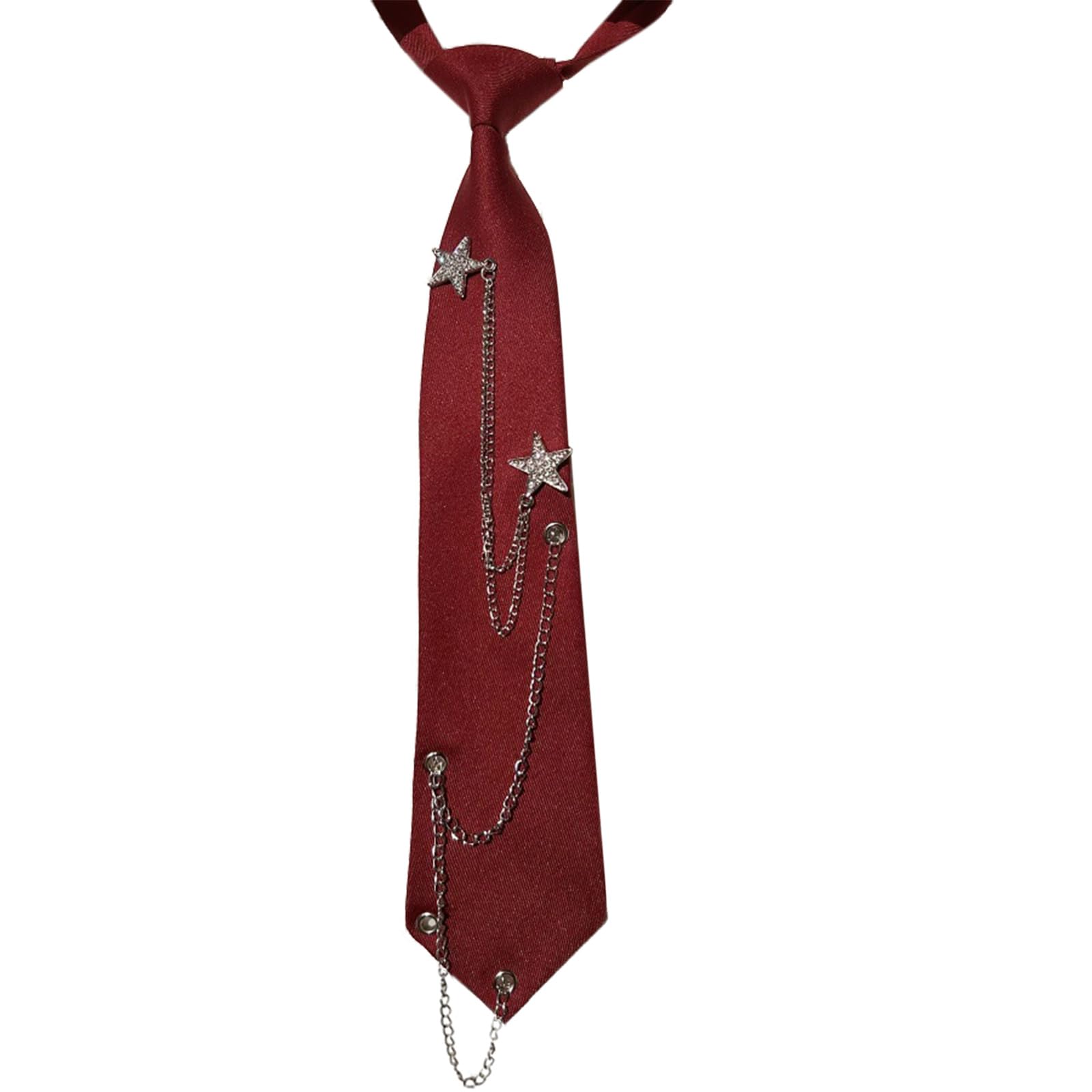 Morain Japanese Punk Necktie Star Chain Neck Tie Student Uniform Adjustable Pre Tied Neck Tie Shirt Collar Neckwear