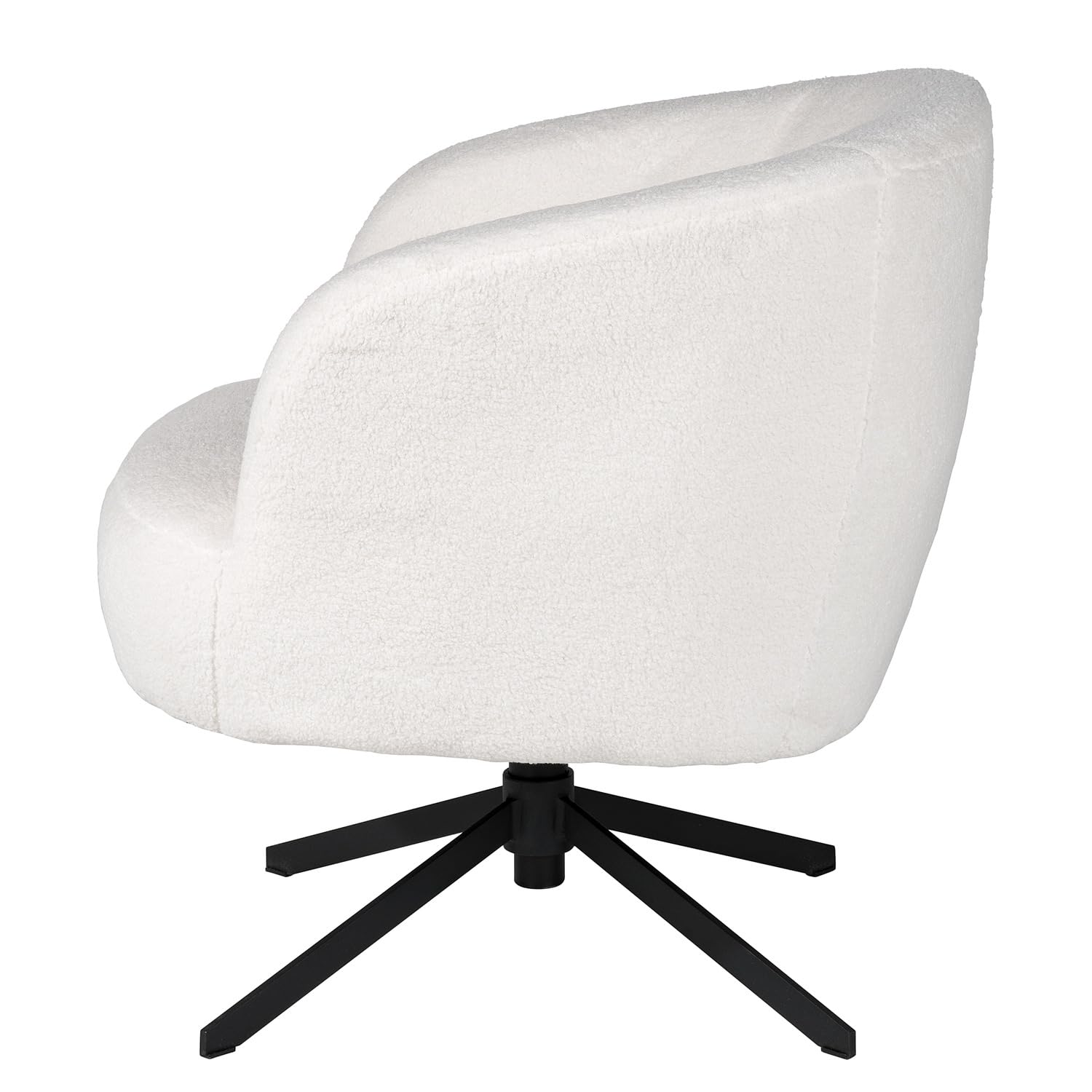 home24 Sessel aus Bouclé & pulverbeschichtetem Eisen in Creme, Pulverbeschichtetes Metallgestell mit technischer Polsterformung, Stilvolles Sitzmöbel für den Wohnraum