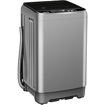 Portable Washing Machine, 17.7lbs Full-Automatic Small Washing Machine for Apartment, 10 Wash Programs with Drain Hose Dorm Size Portable Washer for RV, Home, College, Grey