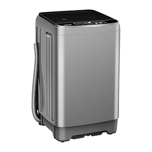 15.6lbs Full-Automatic Washing Machine, Portable Compact Laundry Washer with Drain Pump, 10 Programs 8 Water Levels with LED Display for RV, Camping, Apartment, Dorm, Dark-Grey