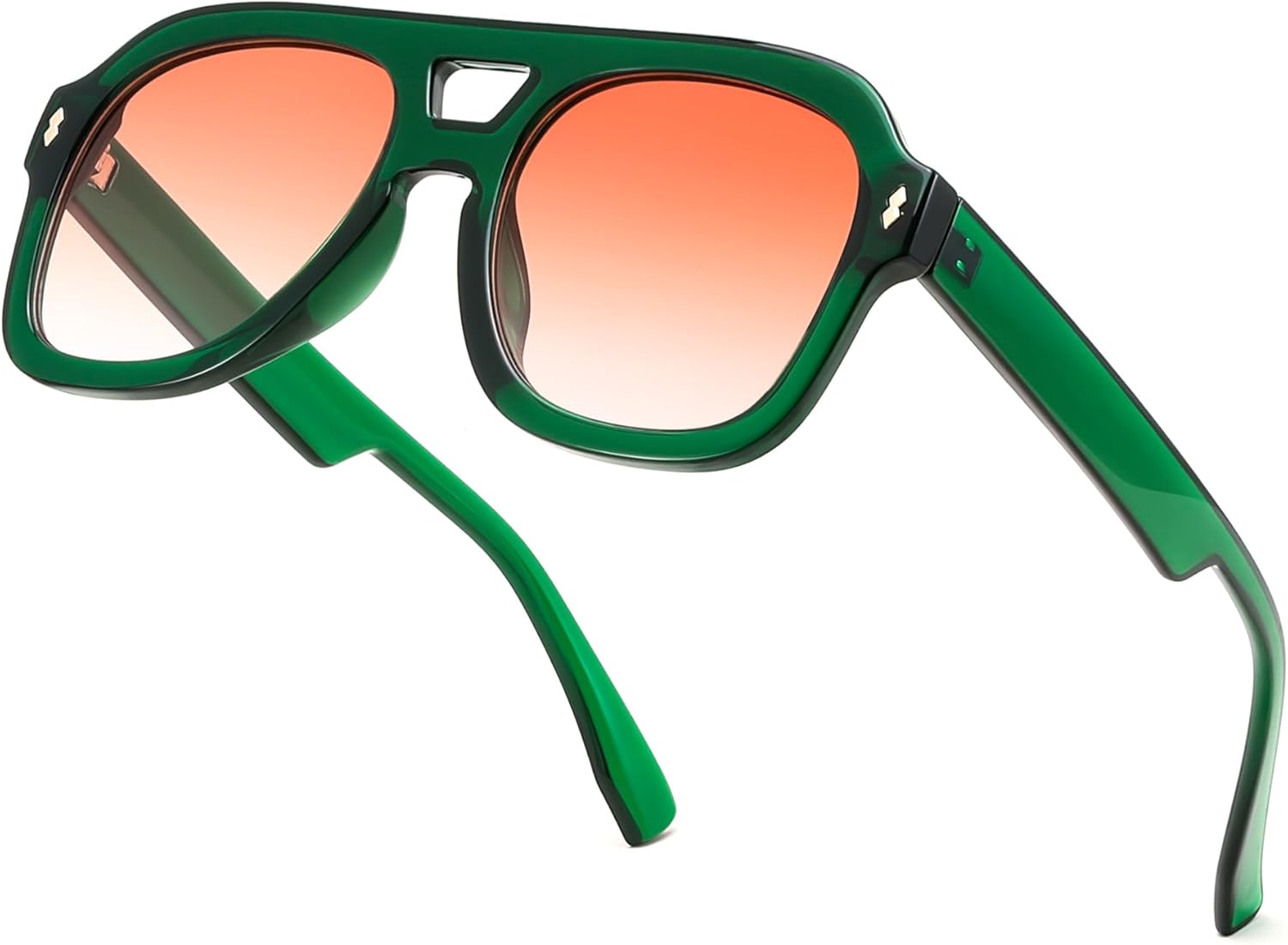 FEISEDY Retro Thick Aviator Sunglasses for Women Men, Large Vintage Classic Shades Square Pilot Sun Glasses B9174 - Image 2