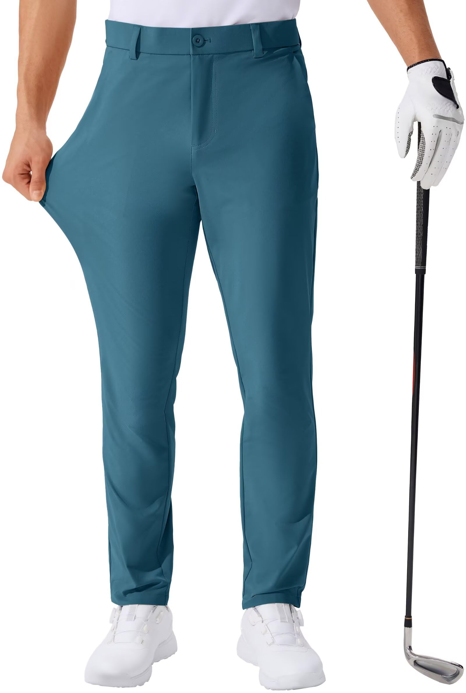 jurunfeng QPNGRP Men's Golf Pants 30"/32"/34" Inseam Lightweight Stretch Work Dress Pants PeacockBlue 36Wx34L