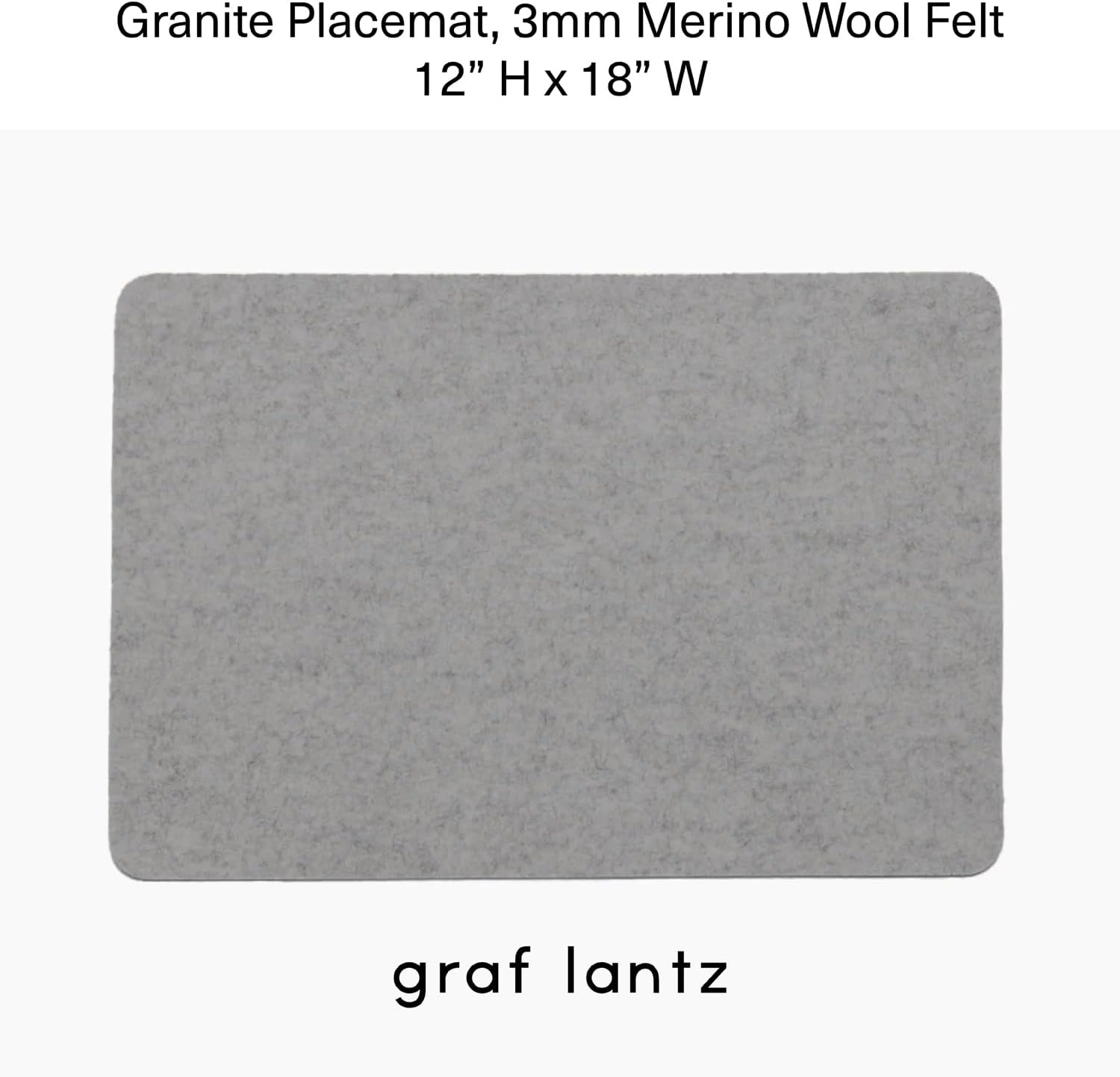 Graf Lantz - Merino Wool Rectangle Placemat - Granite (12" H x 18" W) - 3mm Merino Wool Felt Table Mat - Moisture Wicking - Odor, Stain, Heat & Dirt Resistant - Luxury Home Decor - Made in The USA