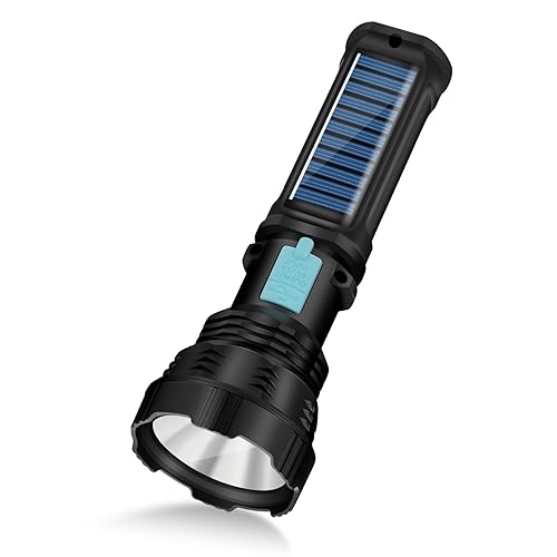 VOETIR Led Solar Flashlight, 1500 Lumens Led Solar Handheld Rechargeable