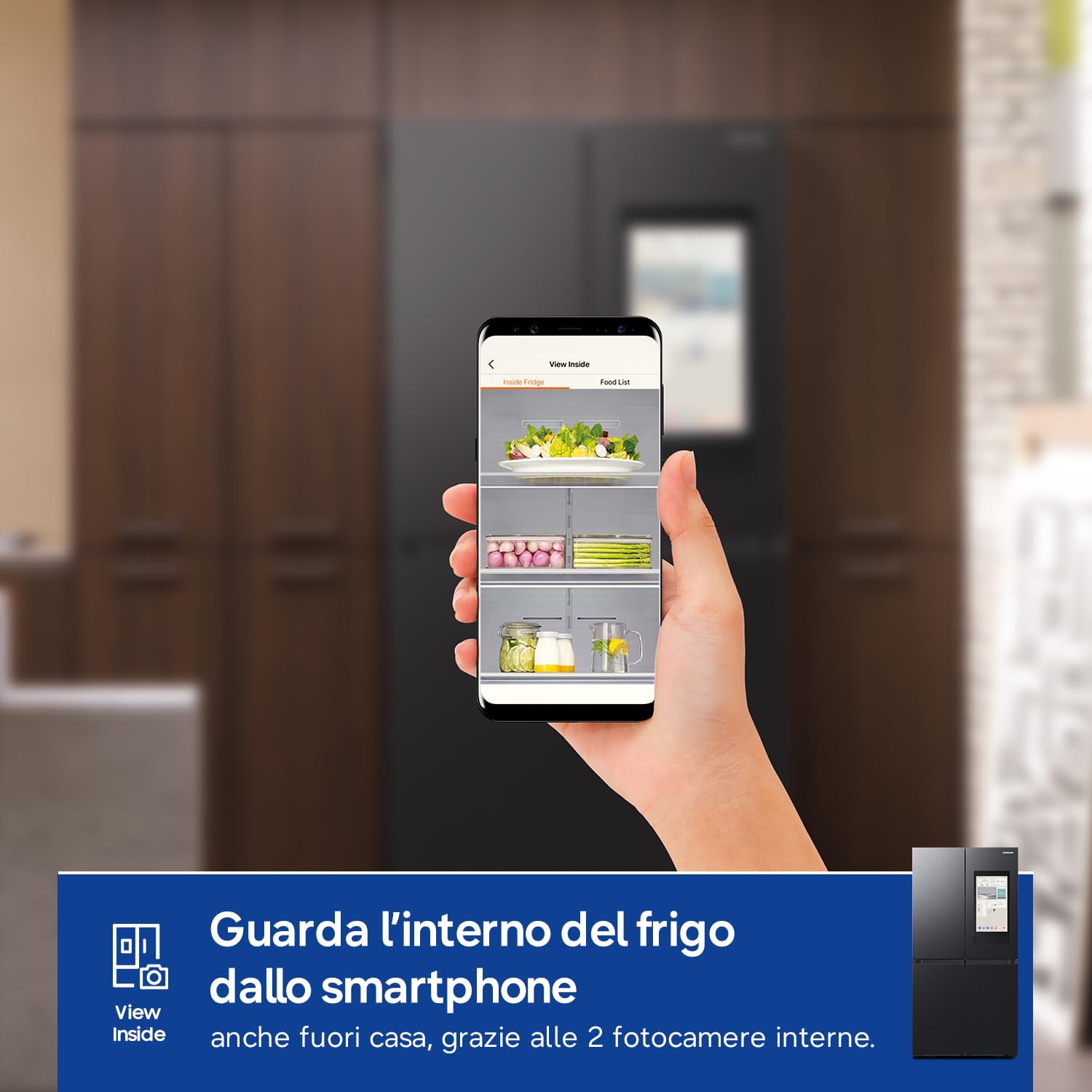 Samsung Frigorifero a 4 Porte Family Hub AI RF65DG9H0EB1/EF, Con AI Vision Inside, Wifi+AI Energy Mode, Beverage Center, Metal Back, 636 L, LxAxP: 91,2 x 183 x 72,3 cm, Antracite