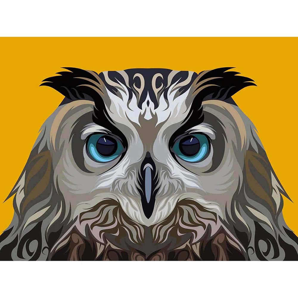 Wee Blue Coo Owl Illustration On Orange Art Print Poster Wall Decor 12X16 Inch