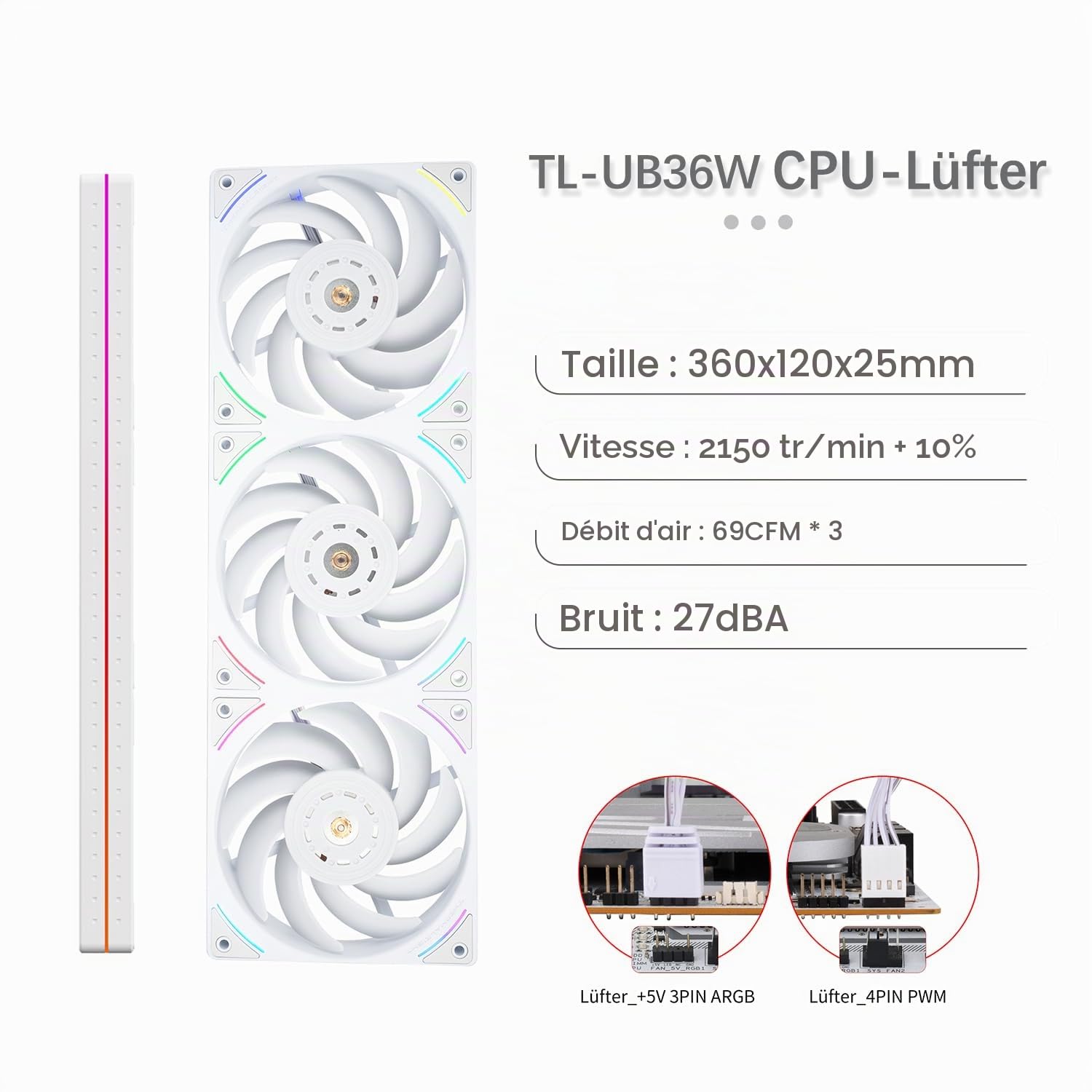 TR-Thermalright Wonder Vision 360 UB ARGB White Refroidisseur de processeur liquide, écran incurvé 3D de 6,67 pouces avec résolution 2400x1080 - magnétique, 360mm Aio, pour AM4/AM5, LGA1851/1700/115X