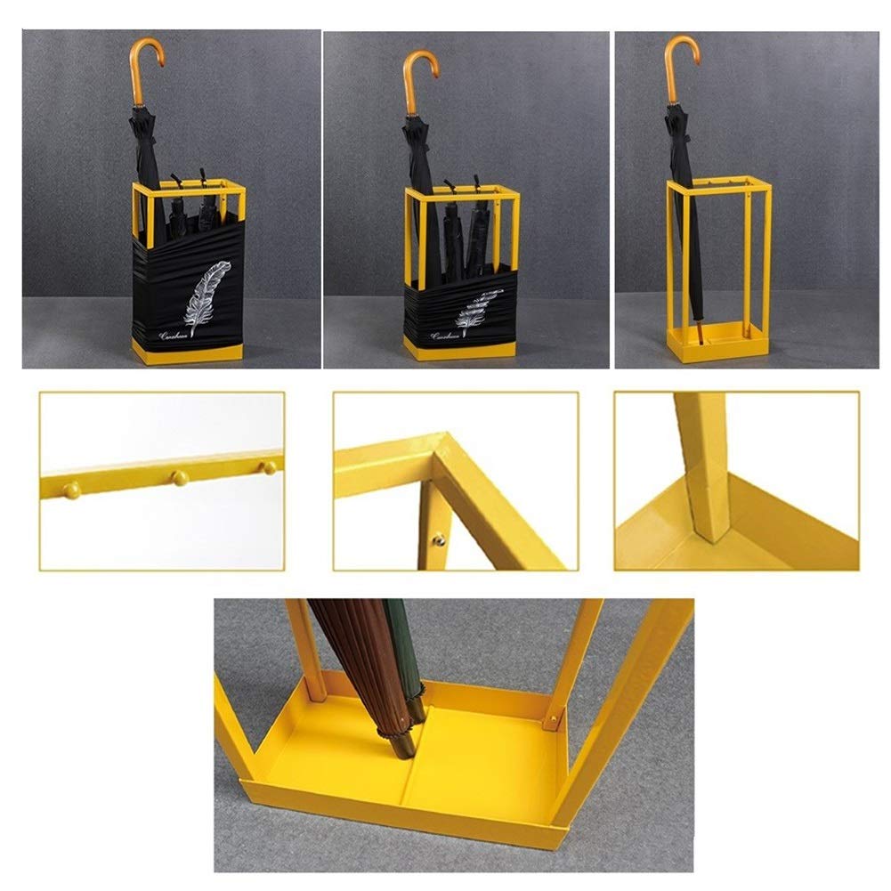 WXYZ Posición Creadora Hierro Forjado Paraguas, De Gran Capacidad Home Hotel Oficina Paraguas Cubo, 6 Ganchos Puede Almacenar Paraguas Plegable 50.5x30x19cm