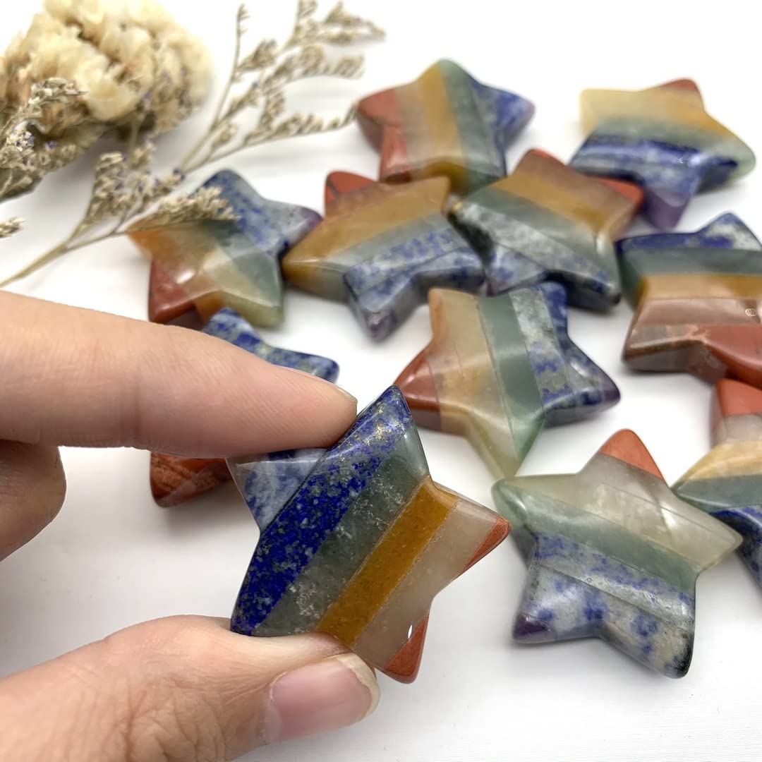 Decoración del hogar, 1 pieza de cuarzo natural con 7 cristales en forma de estrella, decoración de piedra pulida DIY, regalos de cristales naturales, dibujo de cristal natural yuebang decoración de l