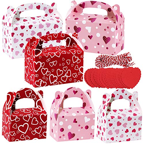Supla 24 Sets 2 Size Valentine's Day Treat Boxes Hearts Prints Boxes Cookie