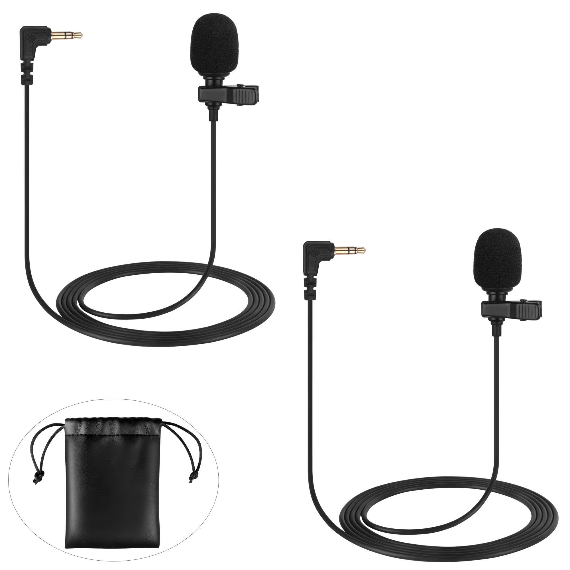 2-Pack Lavalier Microphone Compatible with DJI MIC 2, RODE Wireless Go II, 3.5mm TRS Clip-on Lapel Mic for Transmitters, Clear Voice & Mini Size,