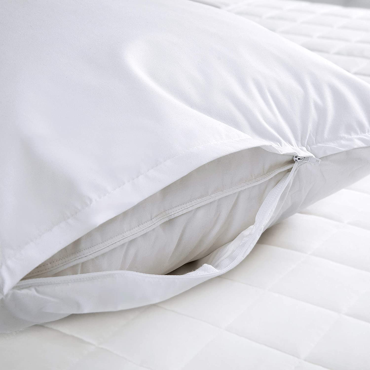 Comfortcare White Supersoft Hypo-Allergenic Zipped Pillow Protector Pair.
