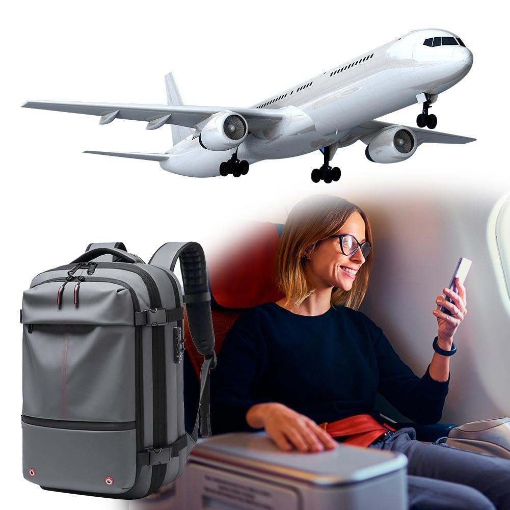 PLGEBR Mochila Airpack, mochila expandible de 60 L con compresión al vacío, mochila al vacío, resistente al agua, mochila antirrobo, mochila de viaje al vacío