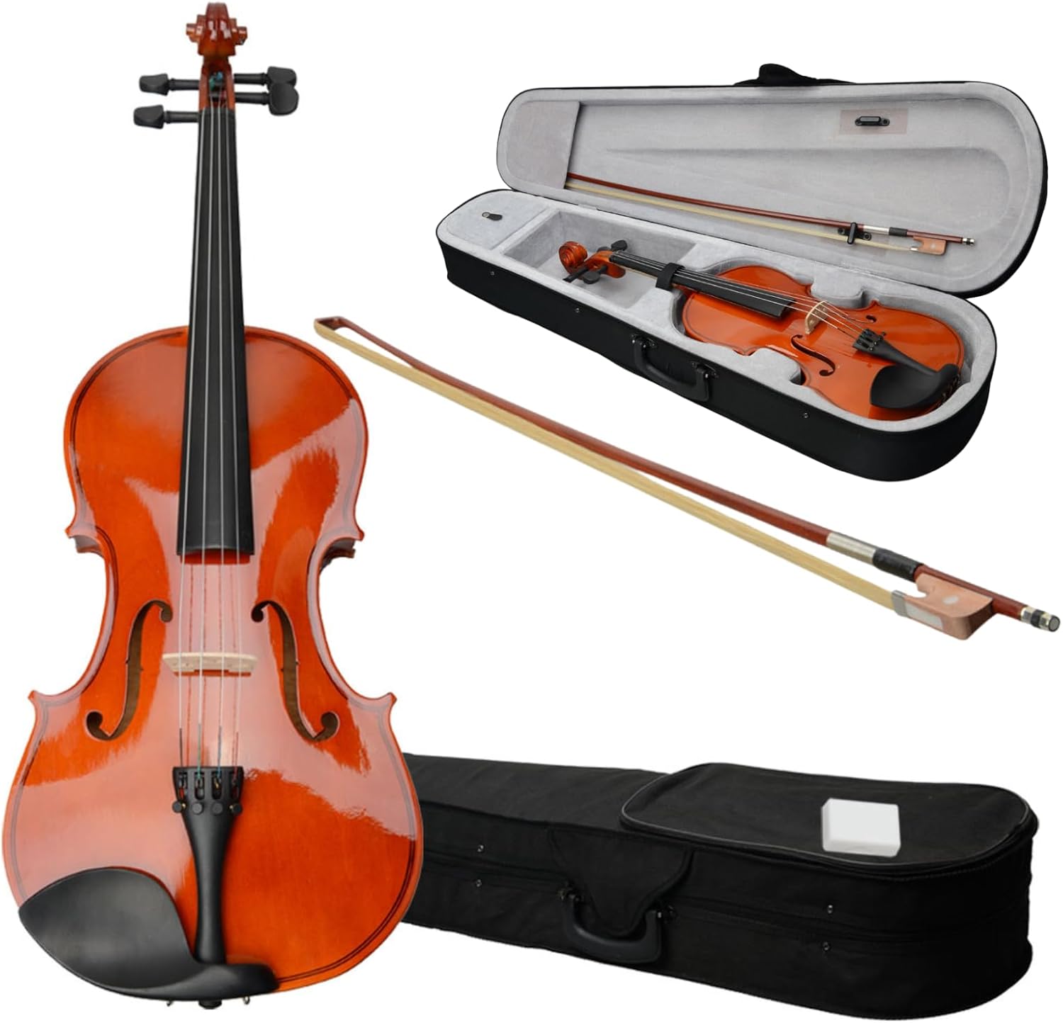 Ktaxon 15-Inch Wooden Acoustic Viola set for Adults and Beginners, Solid Handmade Wood Viola with Case, Bow, Rosin, Full Size Viola Instrument, Natural Color