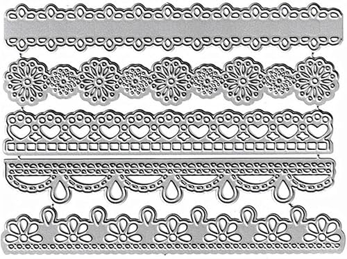 5 troqueles de corte de borde de encaje, troqueles de encaje de corazón de flores de amor, plantillas de metal en relieve para tarjetas de álbumes