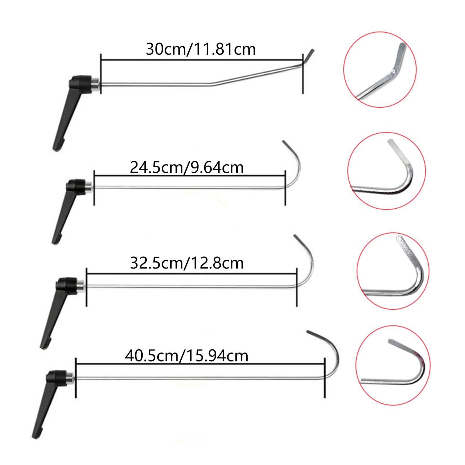 Lot de 4 crochets noirs pour carrosserie automobile - Outil manuel d'indentation de poignée rotative