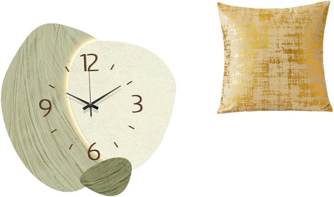 Baoblaze Silent Cartoon Wall Clock Elegant Cushion Cover Decorative Room Decor for Kitchen Office Room Dorm Car