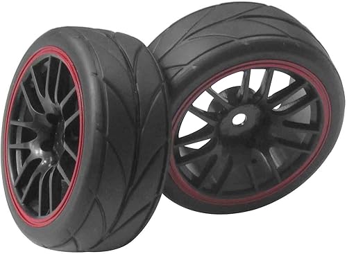 Miniatura 5 de ShareGoo - Llantas hexagonales de 0.472 in y neumáticos de goma de diámetro exterior de 2.59 pulgadas para auto de turismo RC 1/10 en carretera