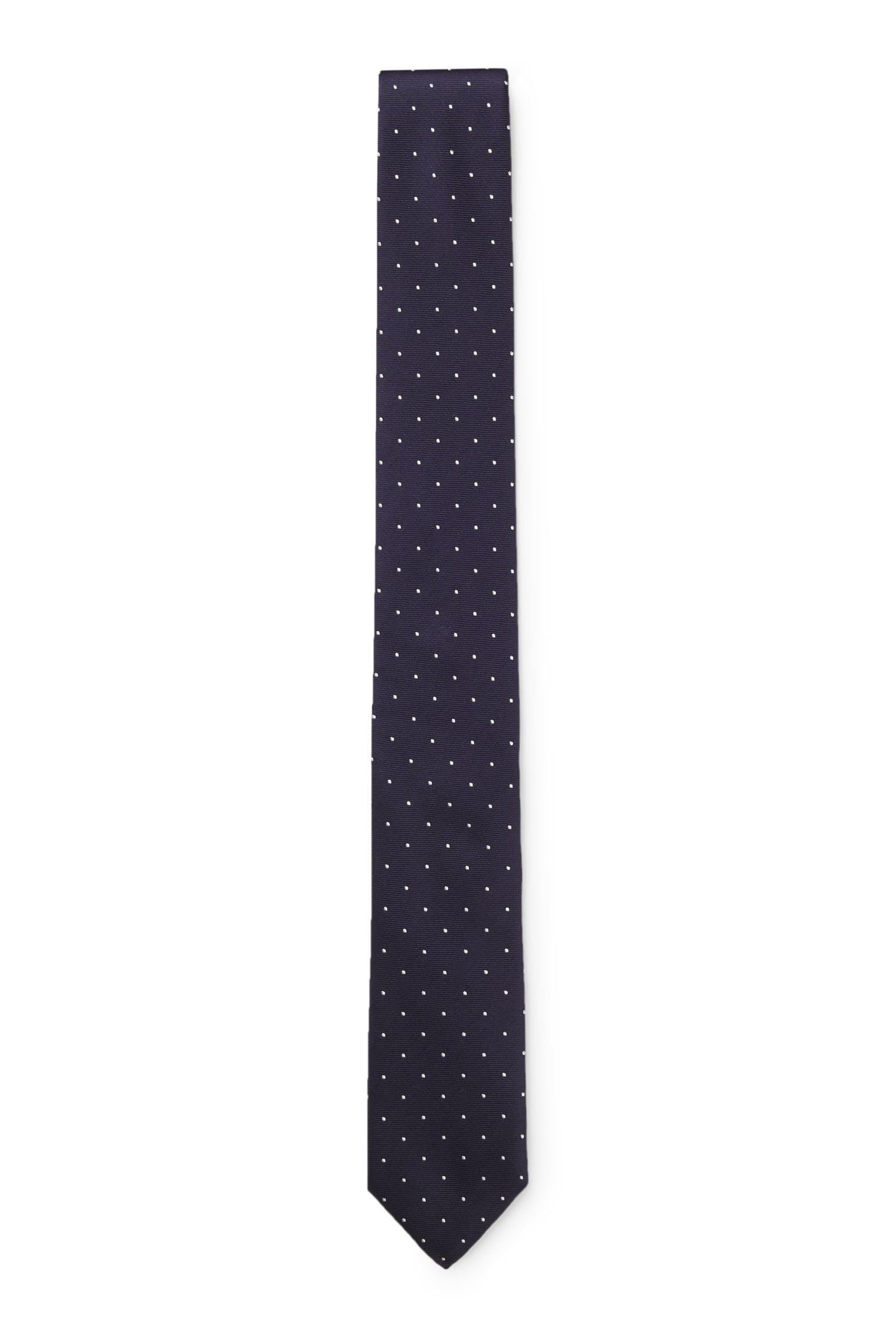 HUGO Herren Tie cm 6 Krawatte aus in Italien gefertigter Seide mit Jacquard-gewebten Punkten Dunkelblau Stck