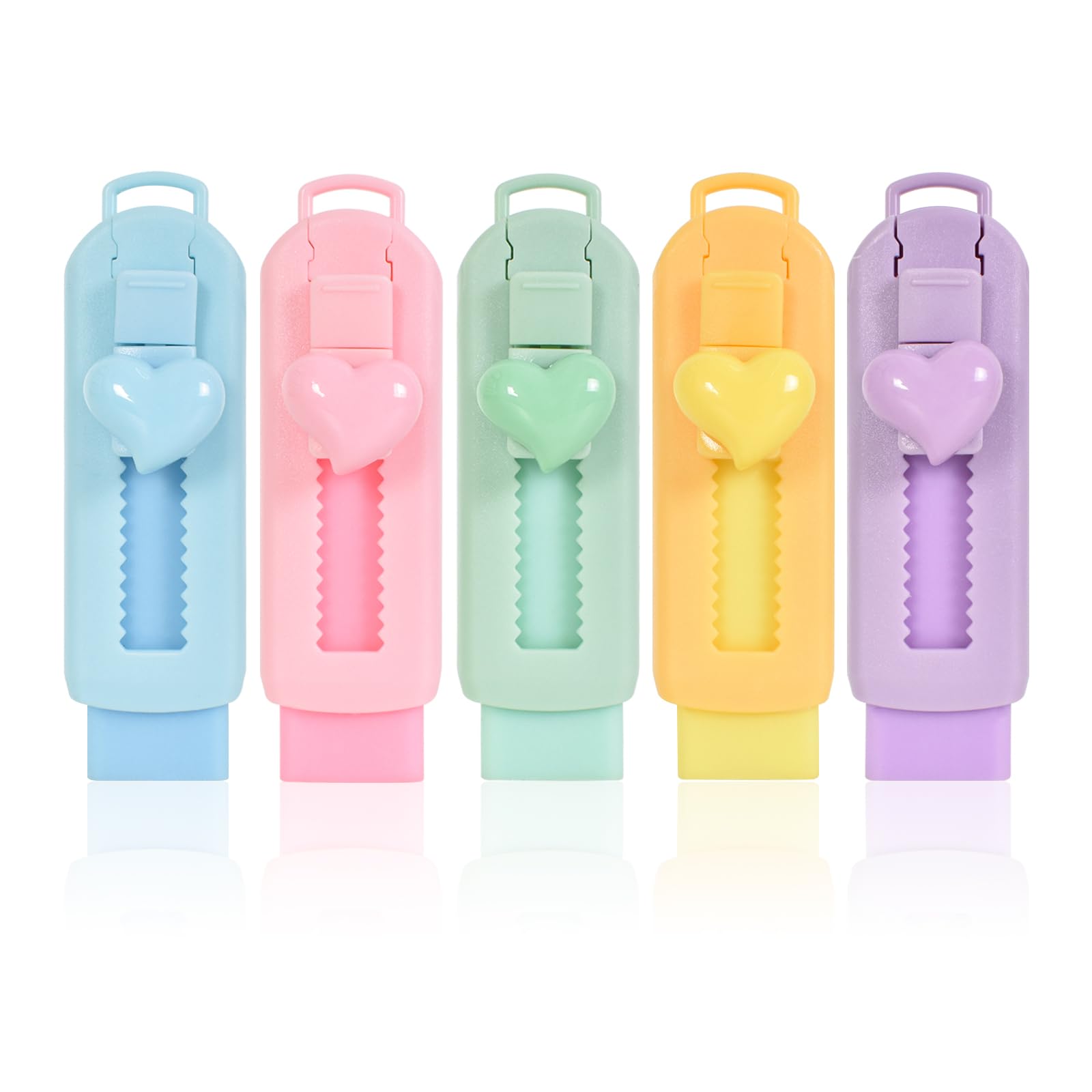 Gomme Da Cancellare Push Pull Kawaii - Set 7 Colorati Con Ricariche - Foto 9