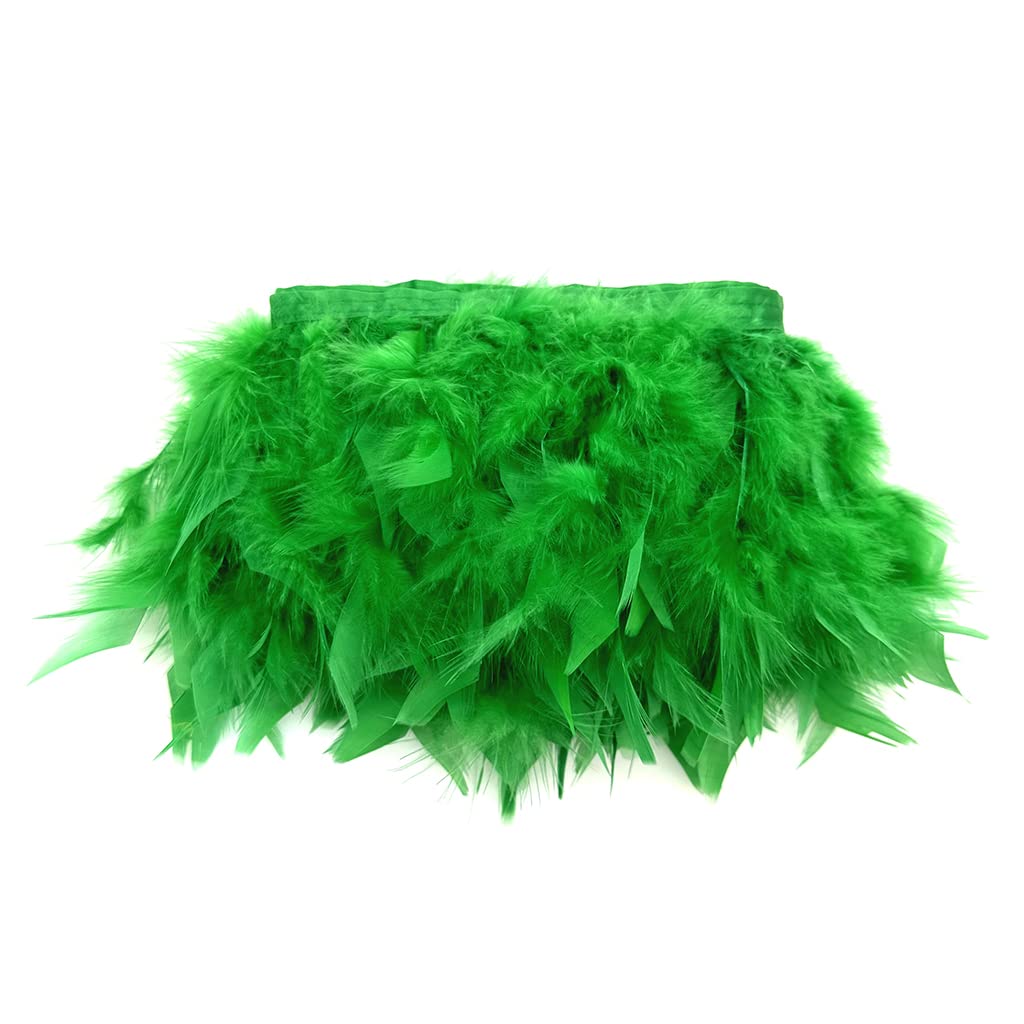 Dark Green 4-6inch 2yard Turkey Feather Fringe Trim for Dress Sewing Crafts Costumes Accessories Party Supplies Festival Decoration