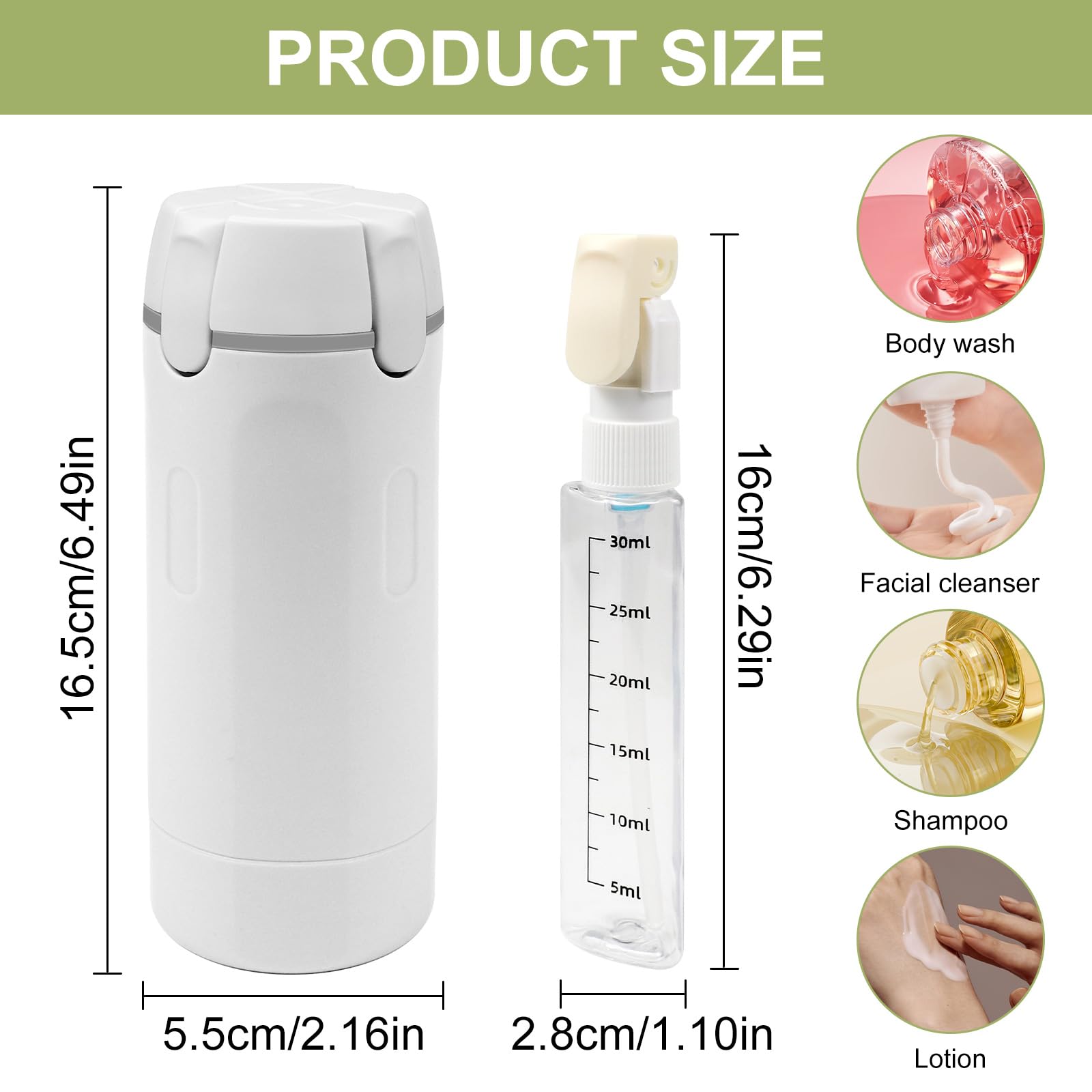 4 in 1 Bottiglie da Viaggio, Set Contenitori da Viaggio con Etichette, Bottiglie Ricaricabili per Shampoo, Balsamo, Lozione e Crema, Flaconi Portatili Antiperdita, Kit Viaggio Aereo Bagaglio a Mano