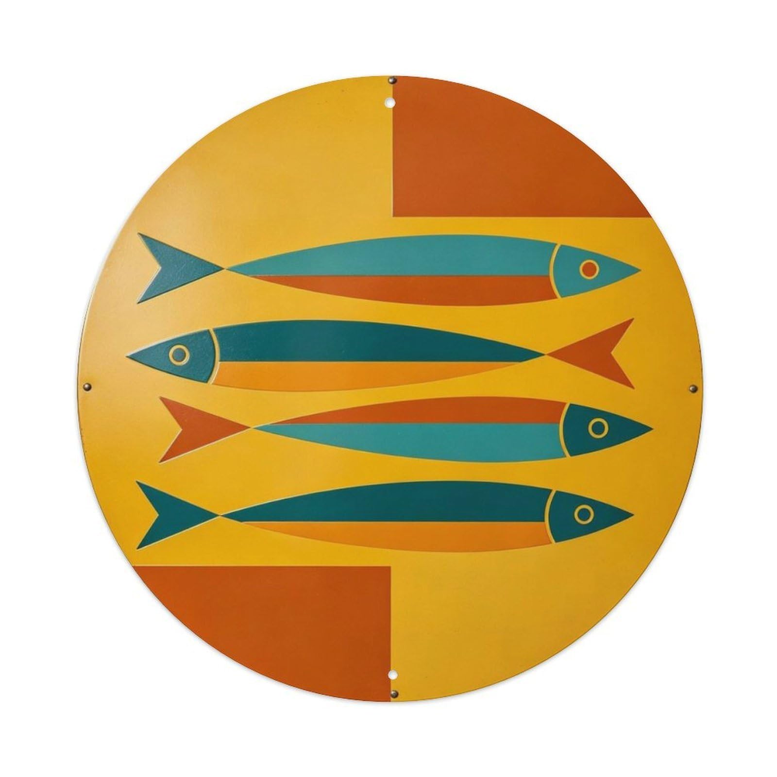Mid-Century Modern Abstract Metal Tin Sign Plaque