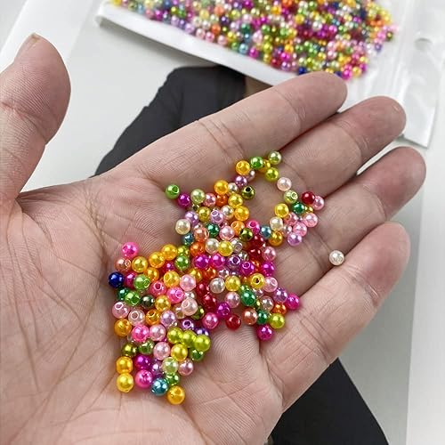 Miniatura 2 de 2000 cuentas de perlas redondas sueltas de 0.157 pulgadas con agujero para manualidades, pulseras, collares, suministros de fabricación de joyas,