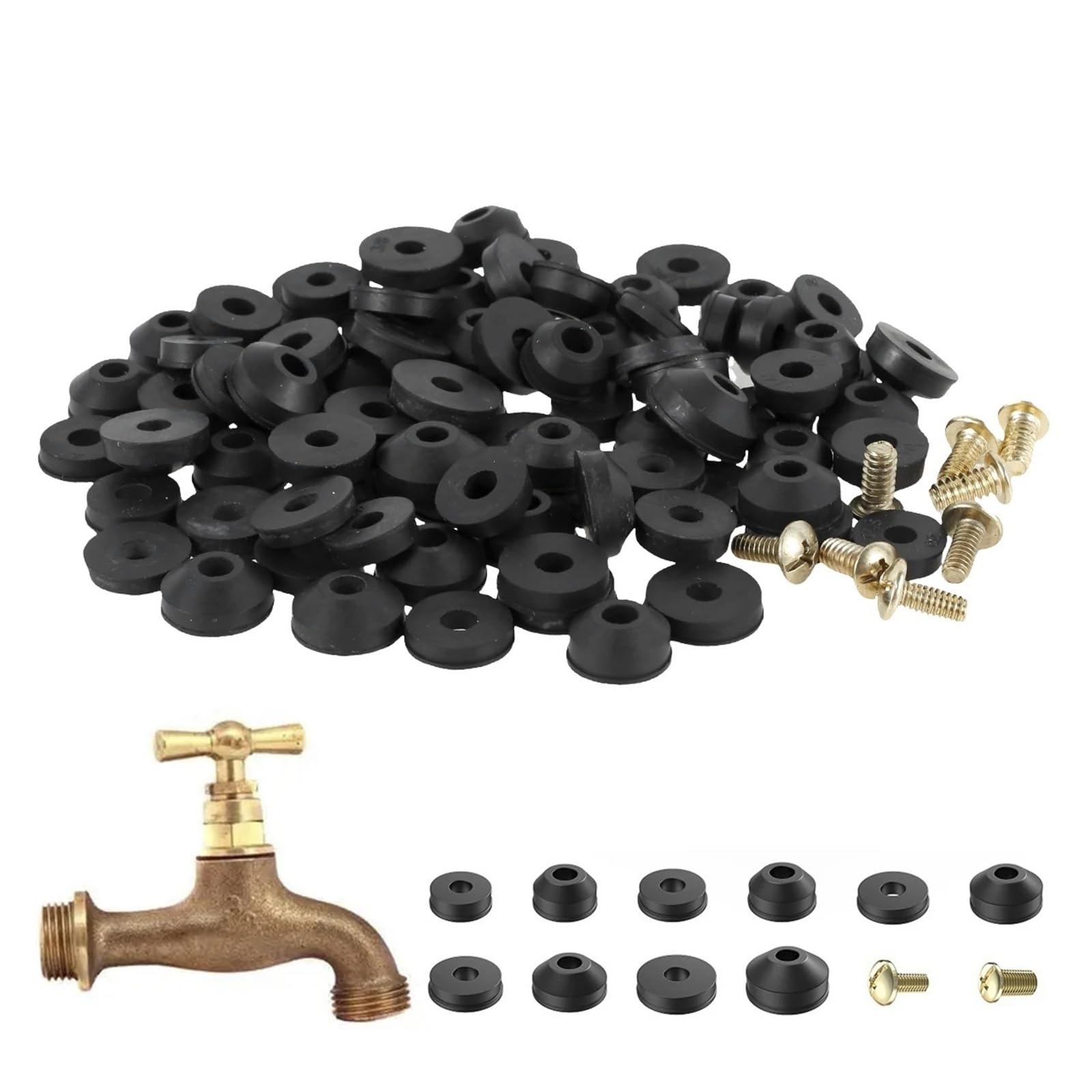 Kit di assortimento rondelle for rubinetti da 106 Pezzi Set di rondelle Piatte e smussate in Gomma Set di Sostituzione della Guarnizione della rondella di Tenuta del Rubinetto Durevole con