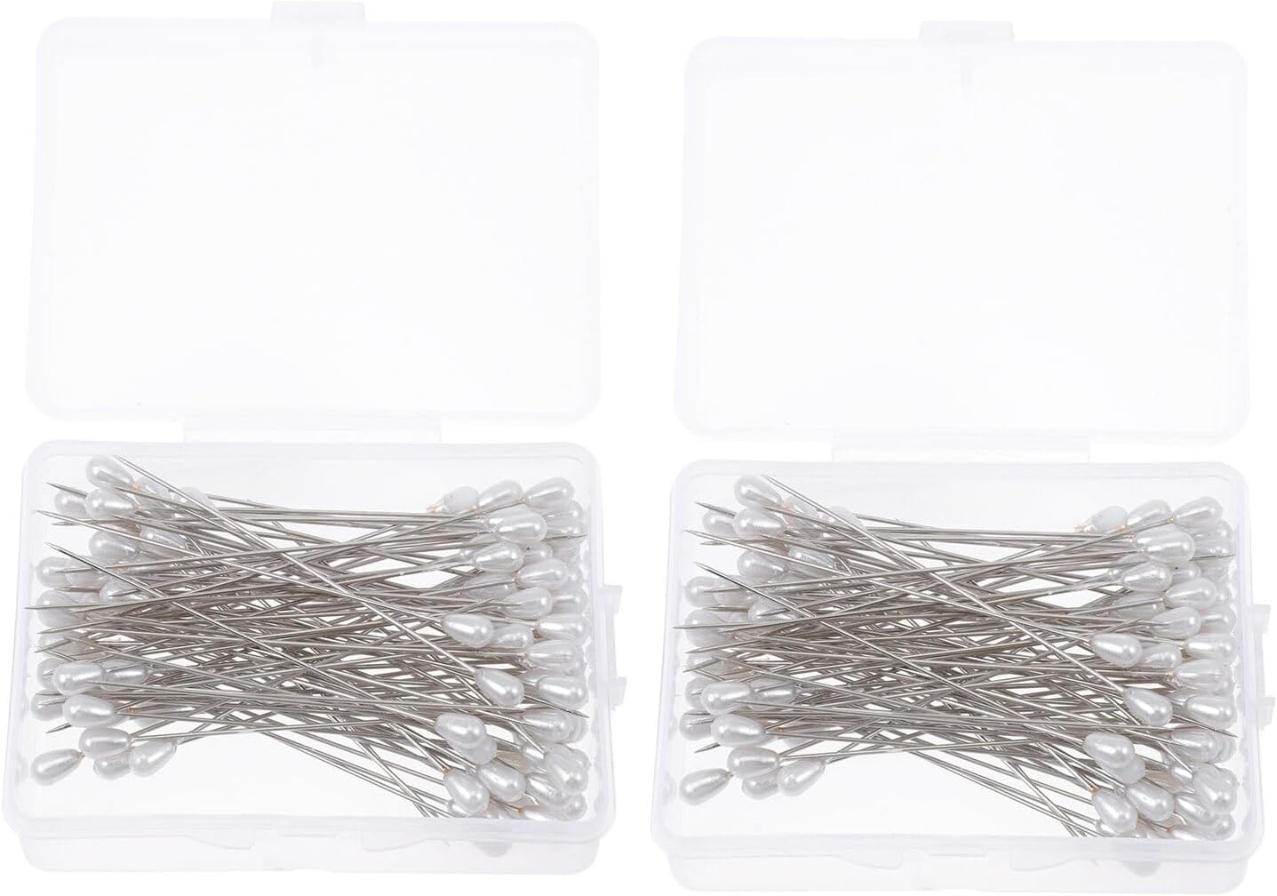 Kichvoe DIY Pearl Head Straight Pins 5x75mm 200pcs White Pear Locating Pins for Wedding Corsage Sewing and Craft Decoration