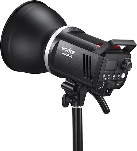 Miniatura 9 de Godox MS200-V MS200V 200W - Luz estroboscópica compacta de estudio, GN53 0.1-1.8S Tiempo de reciclaje, sistema 2.4G X, montaje Bowens con lámpara de