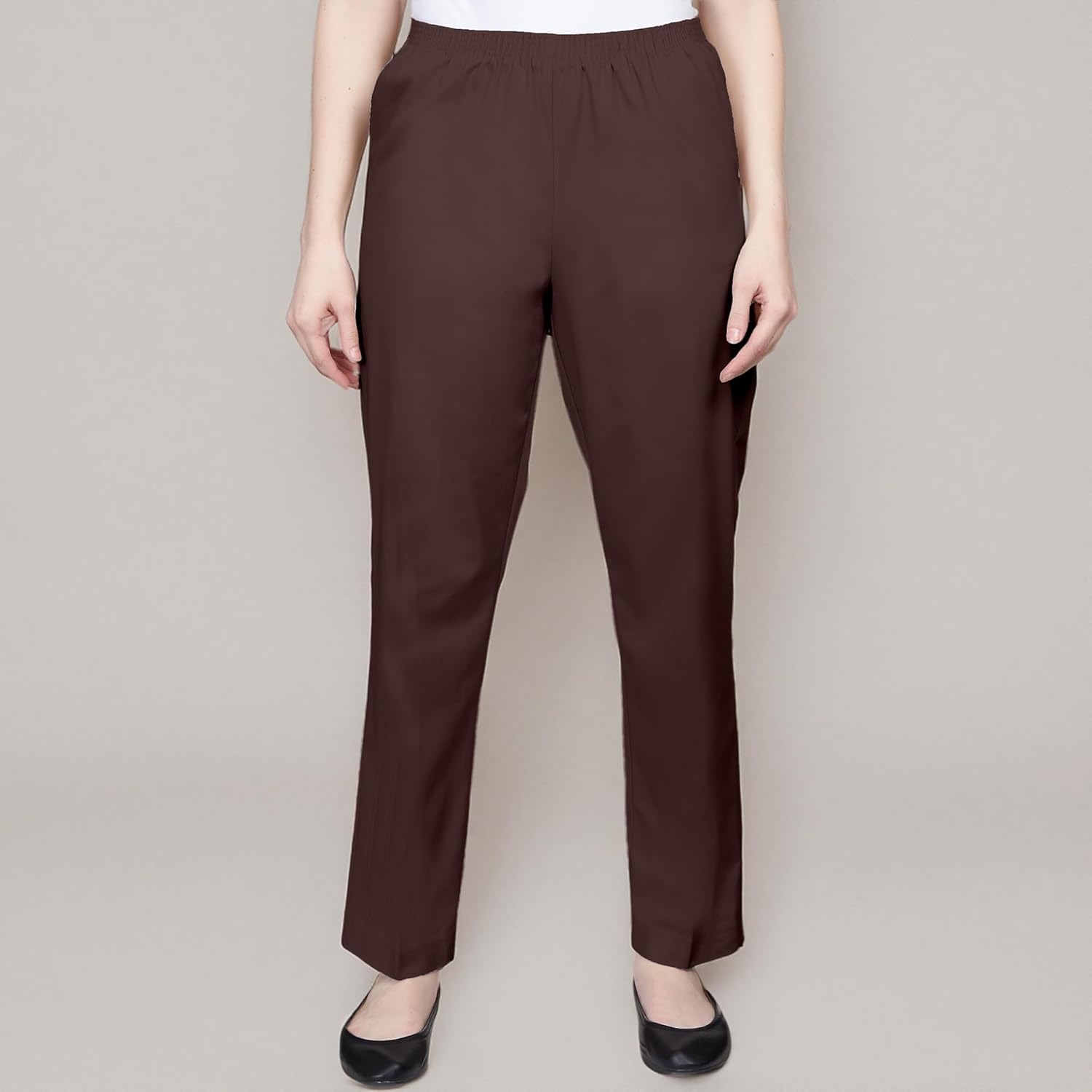 Alfred Dunner Womens Womens Plus-Size Soft Twill Mid-Rise Regular Fit Straight Leg Short Length Casual Pant - Image 5