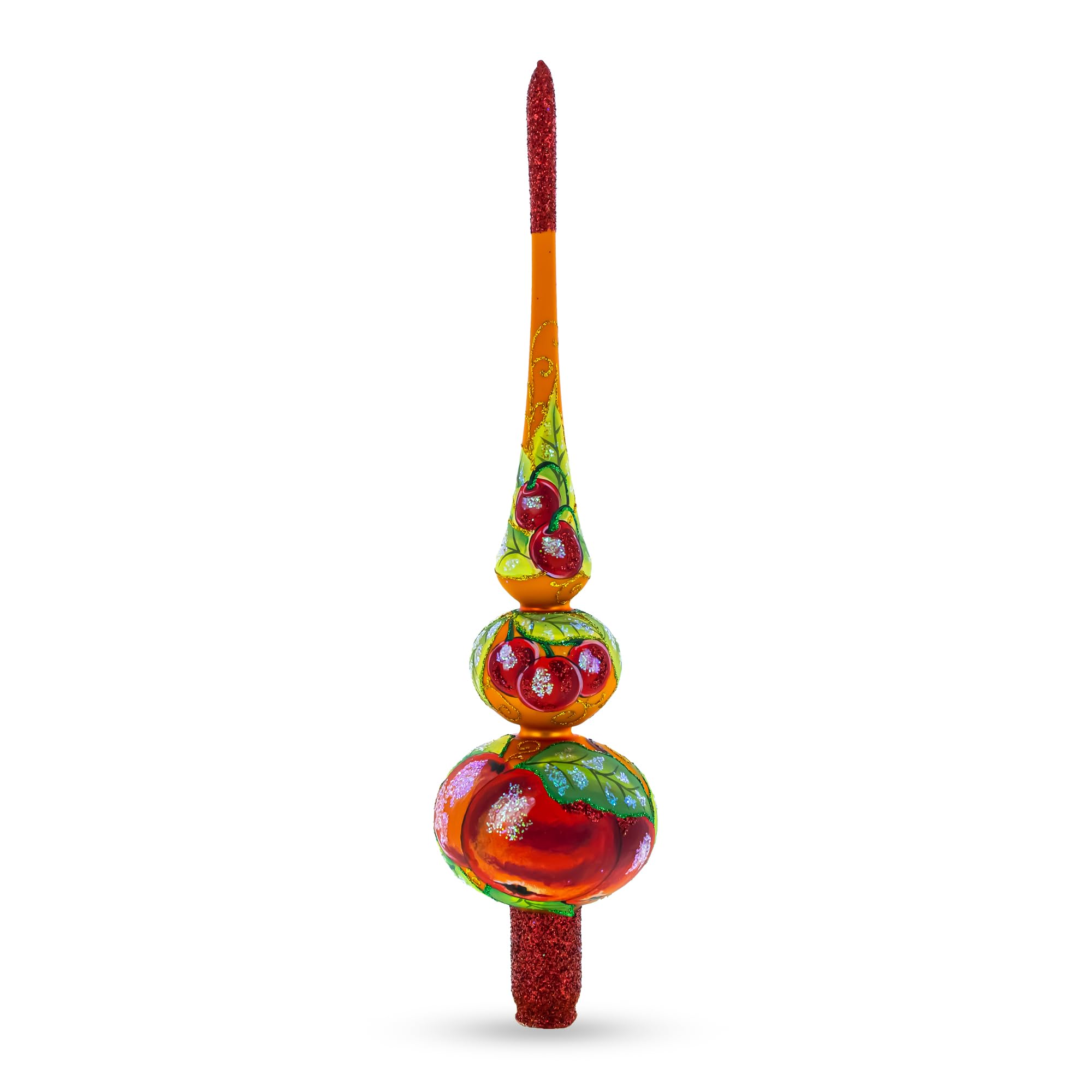 BestPysanky Cimier de sapin de Noël en verre Motif pêches 31 cm