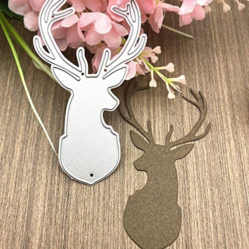 Merry Christams Deer Cutting Dies for Card Making,Elk Head Cutting Dies Cut Stencils for DIY Scrapbooking Photo Album Decorative Embossing Paper Dies for Card Making Templated+Cute Brooch Pin - Image 2