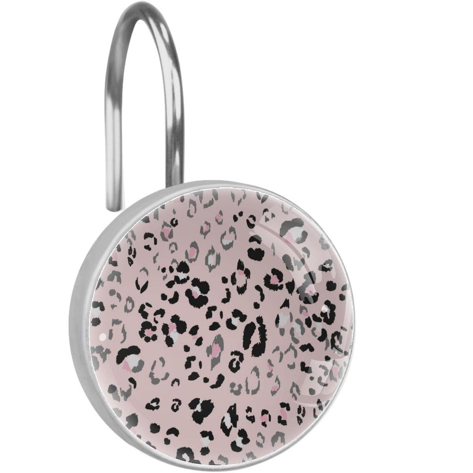 Crochets rideau de douche léopard inox - Anneaux décoratifs pour salle de bain
